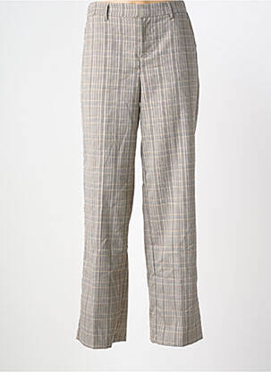 Pantalon droit fermeture zippée sous rabat avec crochet taille normale beige CREAM femme