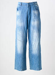 Jeans coupe large effet usé délavé taille normale bleu BANDITAS FROM MARSEILLE femme
