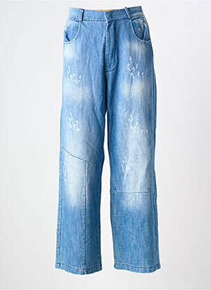 Jeans coupe large effet usé délavé taille normale bleu BANDITAS FROM MARSEILLE femme