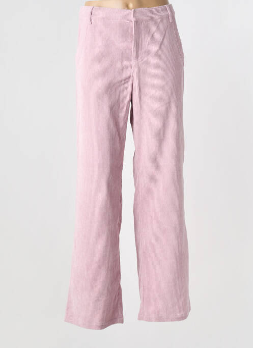 Pantalon large taille à pinces taille haute rose CREAM femme