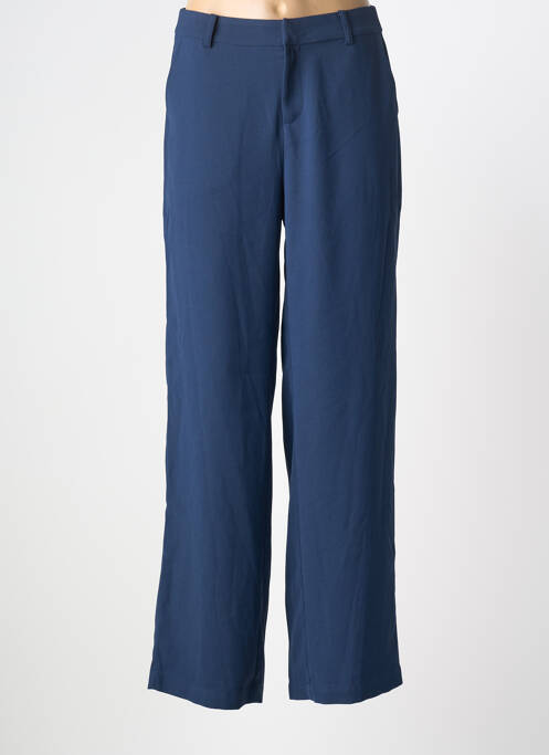 Pantalon droit tissage crêpe taille normale bleu CREAM femme