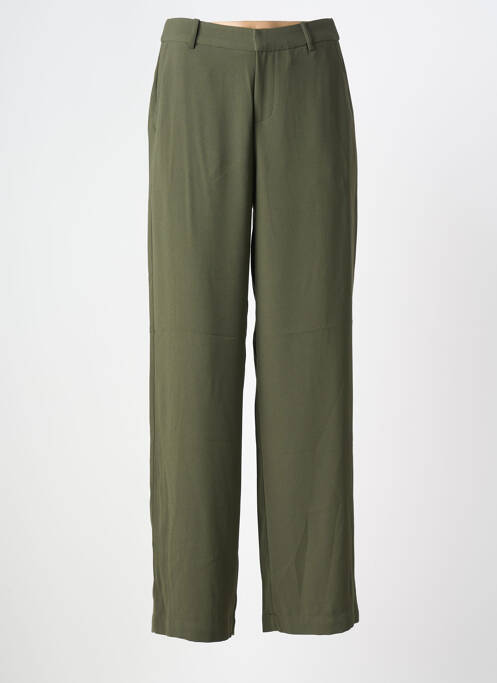 Pantalon droit tissage crêpe taille normale vert CREAM femme