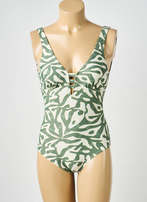 Maillot de bain 1 pièce imprimé fantaisie vert LAGON BLEU femme