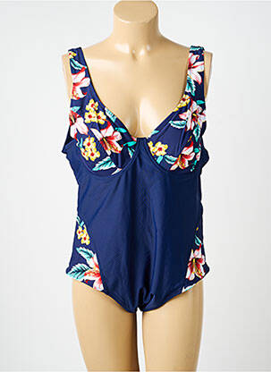 Maillot de bain 1 pièce effet matière satinée haut soutien-gorge moulé bleu NEUFRED femme