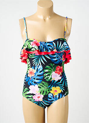 Maillot de bain 1 pièce effet matière satinée haut soutien-gorge moulé bleu NEUFRED femme