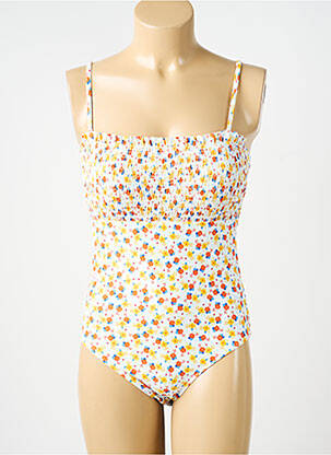 Maillot de bain 1 pièce effet matière satinée haut soutien-gorge moulé jaune MERMAID femme