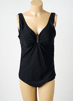 Maillot de bain 1 pièce effet matière satinée haut soutien-gorge moulé noir KATIA femme