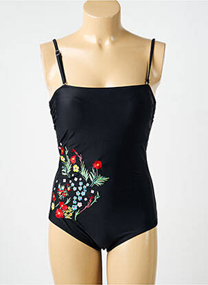 Maillot de bain 1 pièce effet matière satinée haut soutien-gorge moulé noir VERY ZEN femme