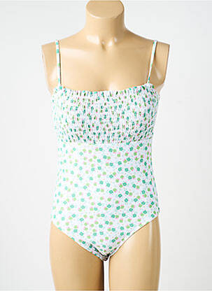 Maillot de bain 1 pièce effet matière satinée haut soutien-gorge moulé vert MERMAID femme