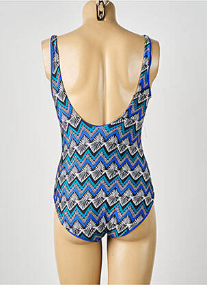 Maillot de bain 1 pièce effet matière satinée haut soutien-gorge moulé bleu VIOLETTA femme