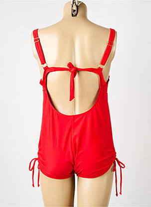 Maillot de bain 1 pièce effet matière satinée haut soutien-gorge moulé rouge FEI femme