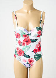Maillot de bain 1 pièce effet matière satinée haut soutien-gorge moulé blanc VIDOYA femme