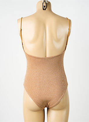 Maillot de bain 1 pièce effet matière satinée haut soutien-gorge moulé beige L. BEACH femme