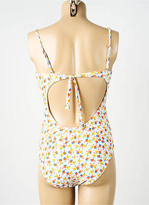Maillot de bain 1 pièce effet matière satinée haut soutien-gorge moulé jaune MERMAID femme
