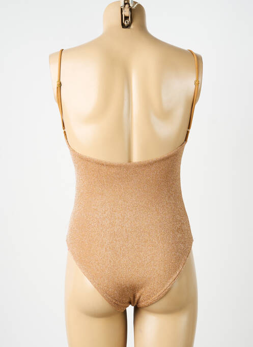 Maillot de bain 1 pièce effet matière satinée haut soutien-gorge moulé beige L. BEACH femme