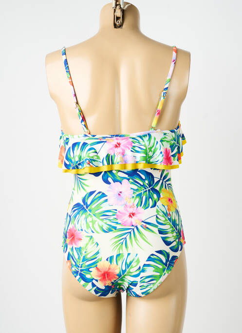 Maillot de bain 1 pièce effet matière satinée haut soutien-gorge moulé blanc NEUFRED femme