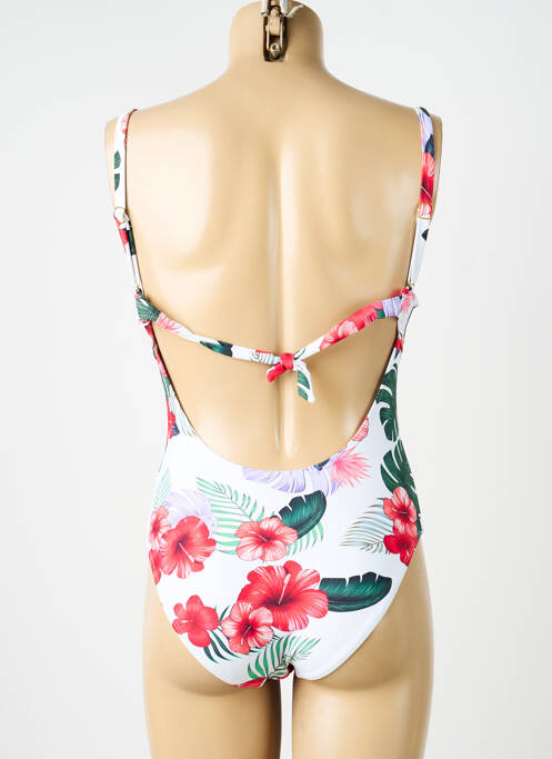 Maillot de bain 1 pièce effet matière satinée haut soutien-gorge moulé blanc VIDOYA femme