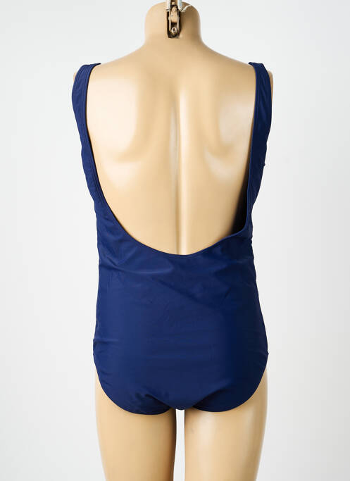 Maillot de bain 1 pièce effet matière satinée haut soutien-gorge moulé bleu KATIA femme