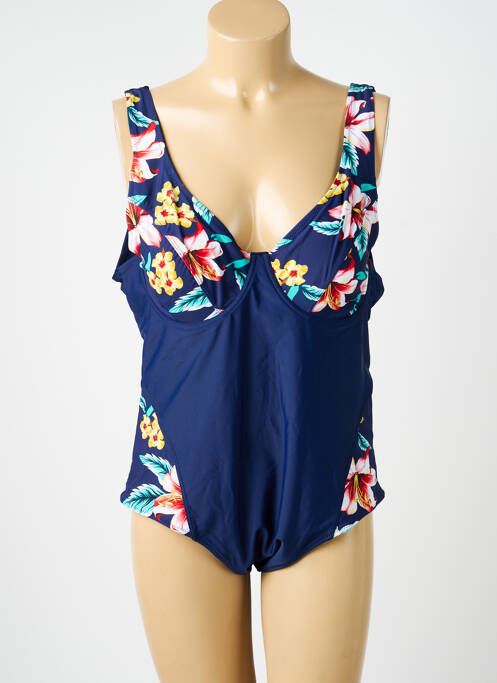 Maillot de bain 1 pièce effet matière satinée haut soutien-gorge moulé bleu NEUFRED femme