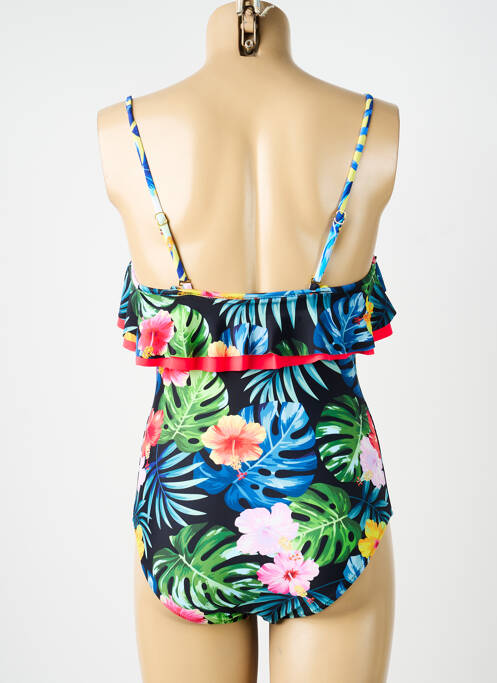 Maillot de bain 1 pièce effet matière satinée haut soutien-gorge moulé bleu NEUFRED femme