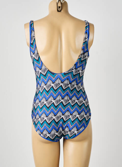 Maillot de bain 1 pièce effet matière satinée haut soutien-gorge moulé bleu VIOLETTA femme