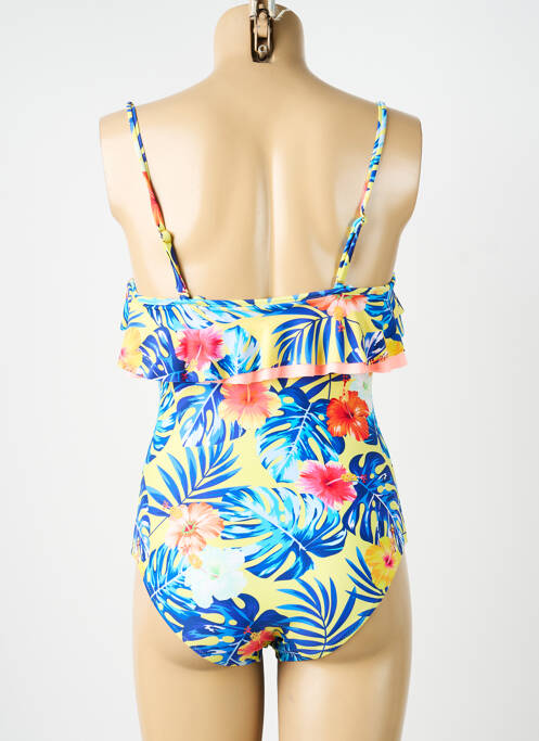 Maillot de bain 1 pièce effet matière satinée haut soutien-gorge moulé jaune NEUFRED femme