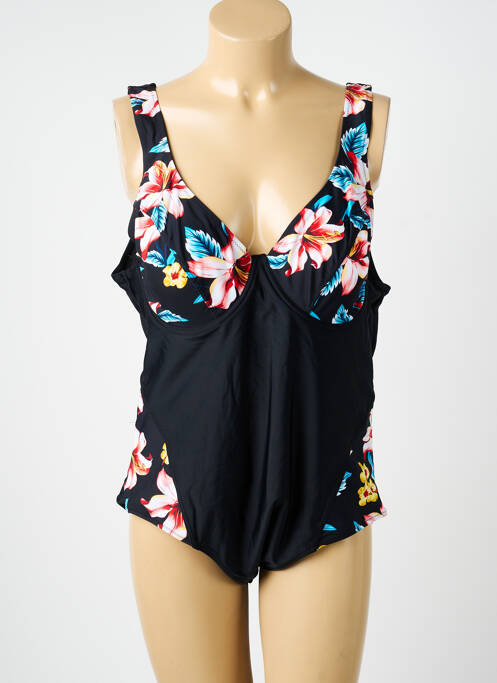 Maillot de bain 1 pièce effet matière satinée haut soutien-gorge moulé noir NEUFRED femme