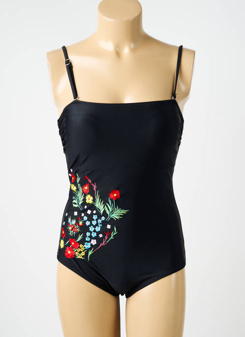 Maillot de bain 1 pièce effet matière satinée haut soutien-gorge moulé noir VERY ZEN femme