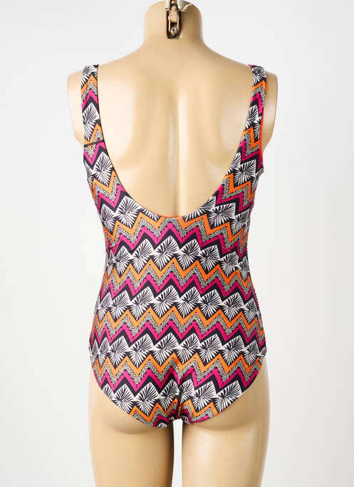 Maillot de bain 1 pièce effet matière satinée haut soutien-gorge moulé orange VIOLETTA femme