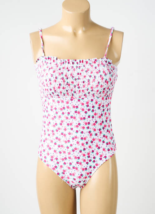 Maillot de bain 1 pièce effet matière satinée haut soutien-gorge moulé rose MERMAID femme