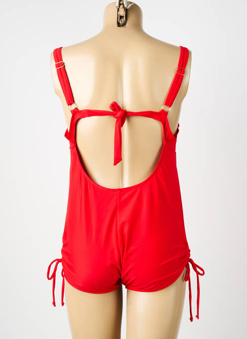 Maillot de bain 1 pièce effet matière satinée haut soutien-gorge moulé rouge FEI femme