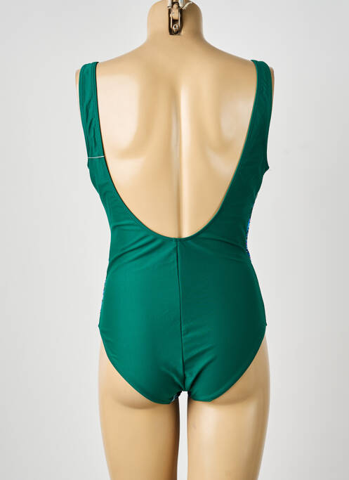 Maillot de bain 1 pièce effet matière satinée haut soutien-gorge moulé vert MERMAID femme