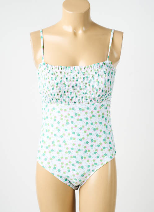 Maillot de bain 1 pièce effet matière satinée haut soutien-gorge moulé vert MERMAID femme