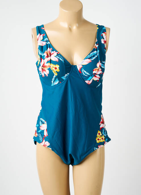 Maillot de bain 1 pièce effet matière satinée haut soutien-gorge moulé vert NEUFRED femme