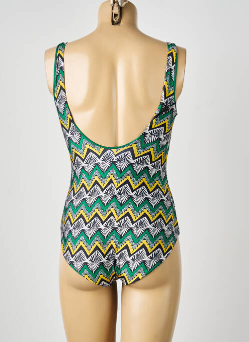 Maillot de bain 1 pièce effet matière satinée haut soutien-gorge moulé vert VIOLETTA femme