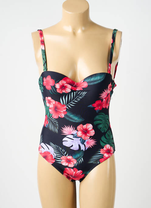 Maillot de bain 1 pièce effet matière satinée haut soutien-gorge moulé noir VIDOYA femme