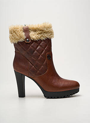 Bottines/boots tissage satiné talon haut de 10cm et plus marron ARMANI femme