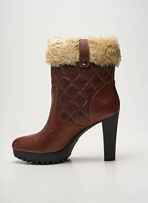 Bottines/boots tissage satiné talon haut de 10cm et plus marron ARMANI femme