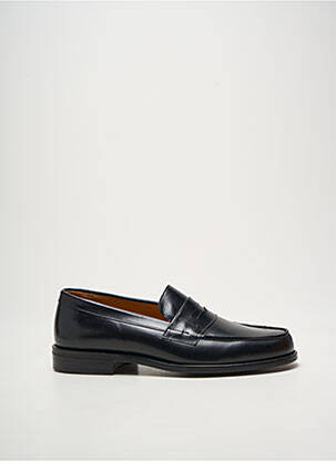 Mocassins tissage satiné talon bas noir PACO MILAN homme