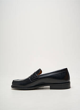 Mocassins tissage satiné talon bas noir PACO MILAN homme