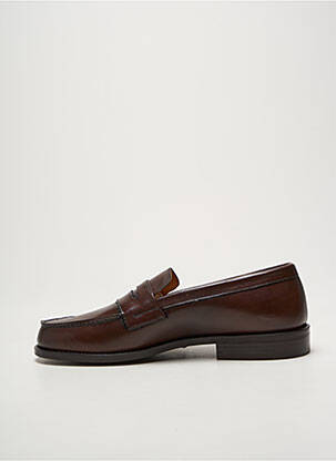 Mocassins tissage satiné talon bas marron PACO MILAN homme