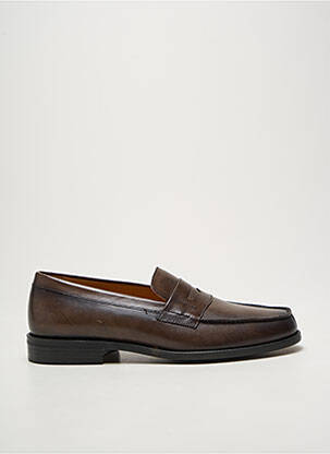 Mocassins tissage satiné talon bas marron PACO MILAN homme