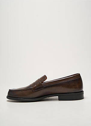 Mocassins tissage satiné talon bas marron PACO MILAN homme