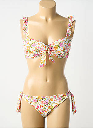 Maillot de bain 2 pièces stretch haut soutien-gorge avec mousse de rembourrage amovible beige SWEET SECRET femme