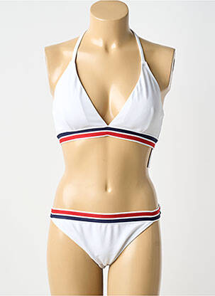 Maillot de bain 2 pièces stretch haut soutien-gorge avec mousse de rembourrage amovible blanc LAGON BLEU femme