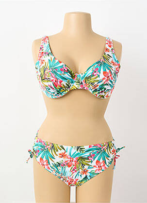 Maillot de bain 2 pièces stretch haut soutien-gorge balconnet blanc LAGON BLEU femme