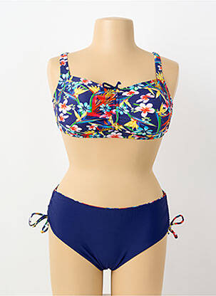 Maillot de bain 2 pièces stretch haut soutien-gorge avec mousse de rembourrage amovible bleu KATIA femme