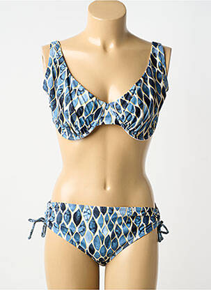 Maillot de bain 2 pièces stretch haut soutien-gorge balconnet bleu LAGON BLEU femme