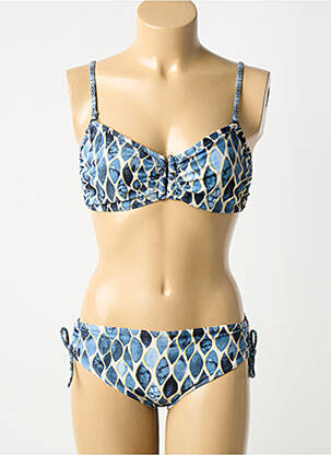 Maillot de bain 2 pièces stretch haut soutien-gorge balconnet bleu LAGON BLEU femme