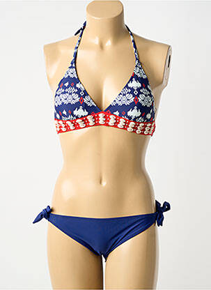 Maillot de bain 2 pièces stretch haut soutien-gorge avec mousse de rembourrage amovible bleu VERY ZEN femme